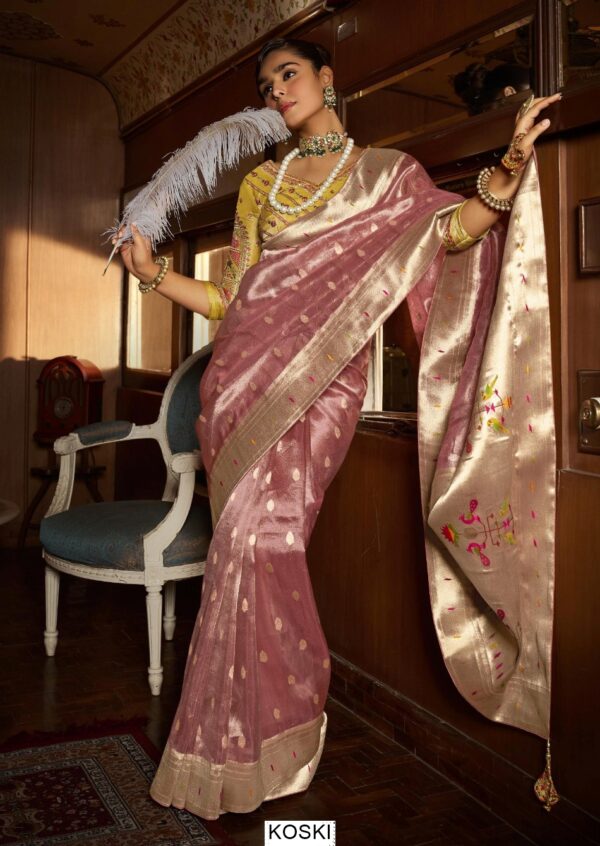 Buy New Arrivals Of Paithani Sarees With Heavy Contrast Designer Embroidered Blouse Piece