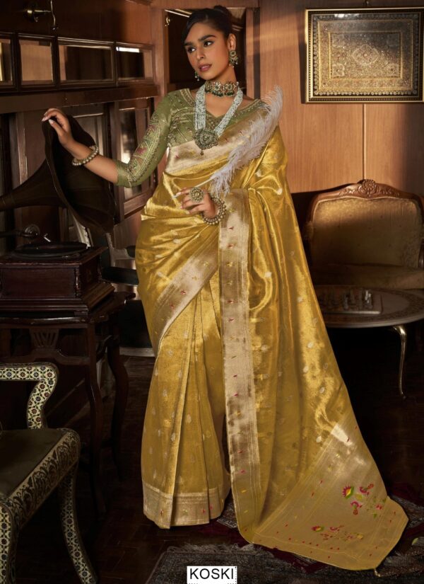 Buy New Arrivals Of Paithani Sarees With Heavy Contrast Designer Embroidered Blouse Piece