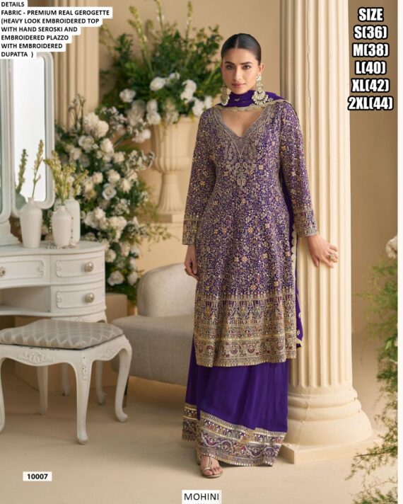 Buy Ethnicrang's Ready To Wear Women's Indian/Pakistani Style Heavy Embroidered Plazo Suits