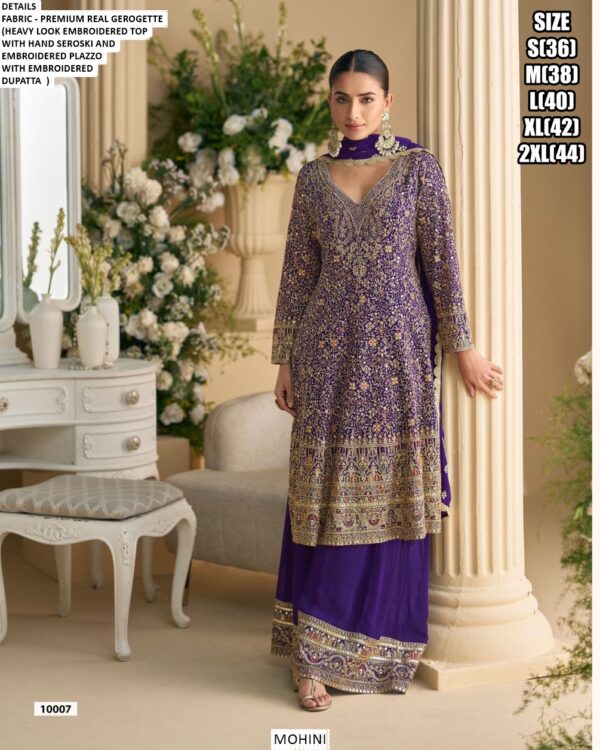 Buy Ethnicrang's Ready To Wear Women's Indian/Pakistani Style Heavy Embroidered Plazo Suits