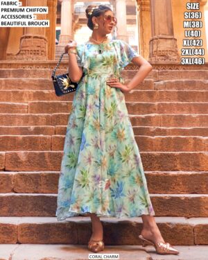 This Summer Season's New Collection, Stylish And Floral Designer One Piece Dress