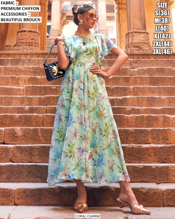 This Summer Season's New Collection, Stylish And Floral Designer One Piece Dress