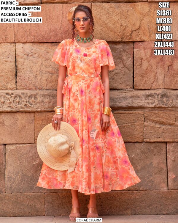 This Summer Season's New Collection, Stylish And Floral Designer One Piece Dress