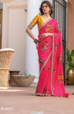 Partywear Floral Printed Beautiful Rich Look Saree With Un-Stitched Blouse