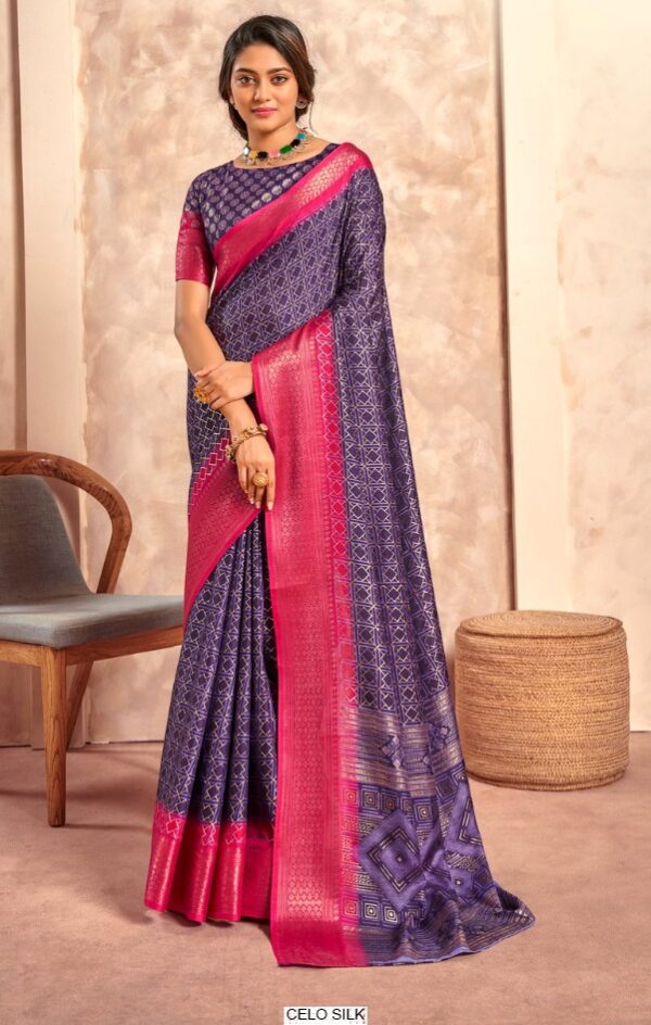 Dola Foily Silk Saree Blouse With Beautiful Print In Multicolours (Set Of Six Sarees)