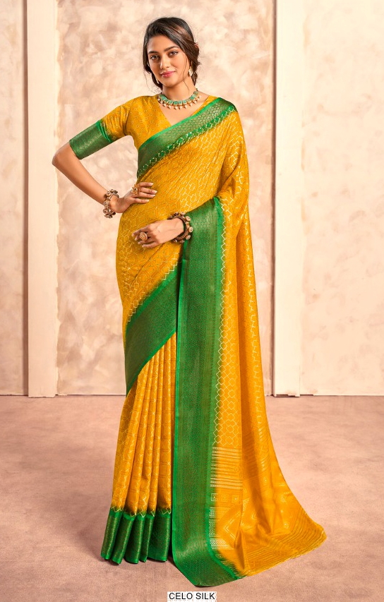 Dola Foily Silk Saree Blouse With Beautiful Print In Multicolours (Set Of Six Sarees)