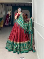 Outstanding And Beautifully Printed Tussar Silk Semi-Stitched Lehenga Choli