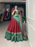 Outstanding And Beautifully Printed Tussar Silk Semi-Stitched Lehenga Choli