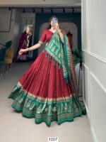 Outstanding And Beautifully Printed Tussar Silk Semi-Stitched Lehenga Choli
