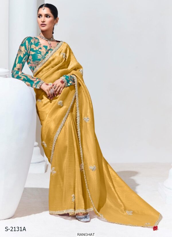 Organza Silk Demanding Wedding Wear Un-Stitched Saree With Blouse