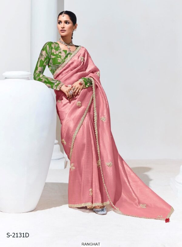 Organza Silk Demanding Wedding Wear Un-Stitched Saree With Blouse