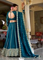 Sequins Embroidered Firozi Blue Lehenga Choli For Weddings And Festivals