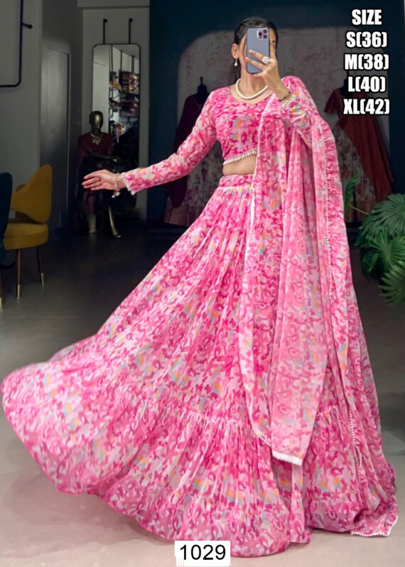 Buy Our Light Pink Printed Georgette Lehenga Choli For Special Occasions