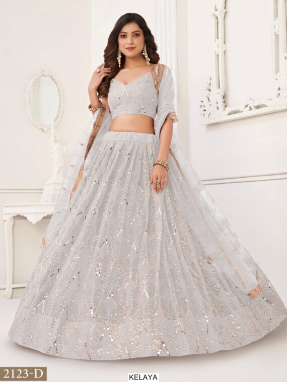 Bridesmaid Beautiful Designer Butterfly Net Semi-Stitched Lehenga Choli
