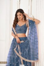 Bridesmaid Beautiful Designer Butterfly Net Semi-Stitched Lehenga Choli