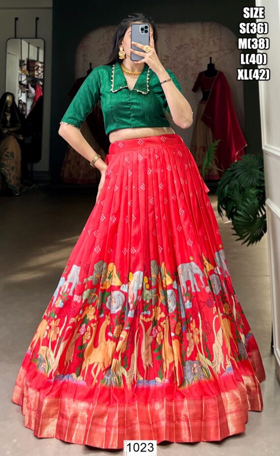 Elegant Kalamkari Printed Lehenga Choli Set A Fusion Of Art And Fashion