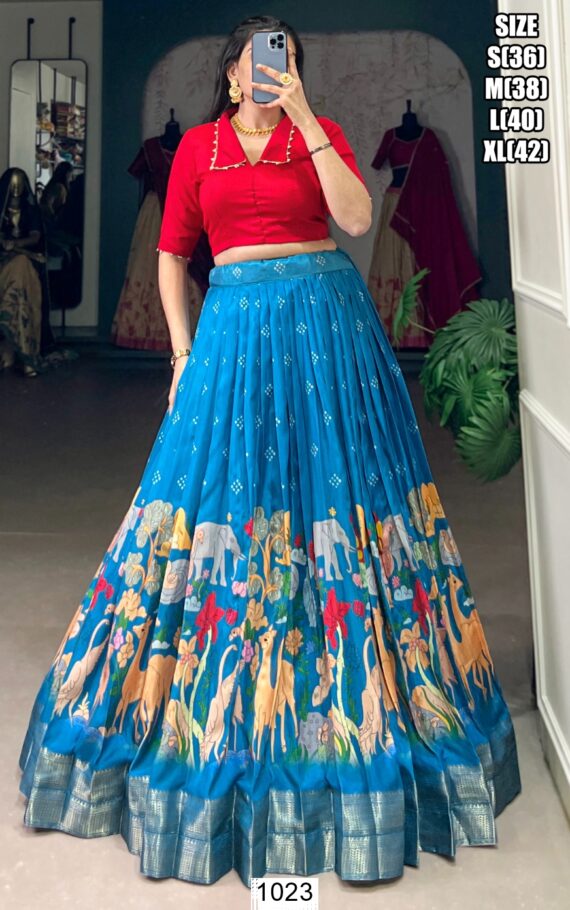 Elegant Kalamkari Printed Lehenga Choli Set A Fusion Of Art And Fashion