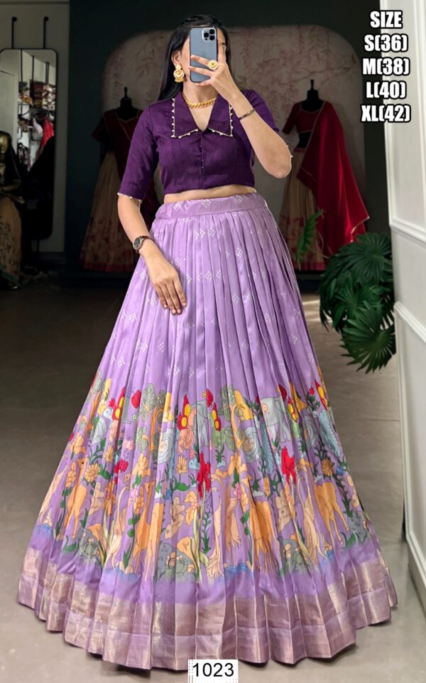 Elegant Kalamkari Printed Lehenga Choli Set A Fusion Of Art And Fashion