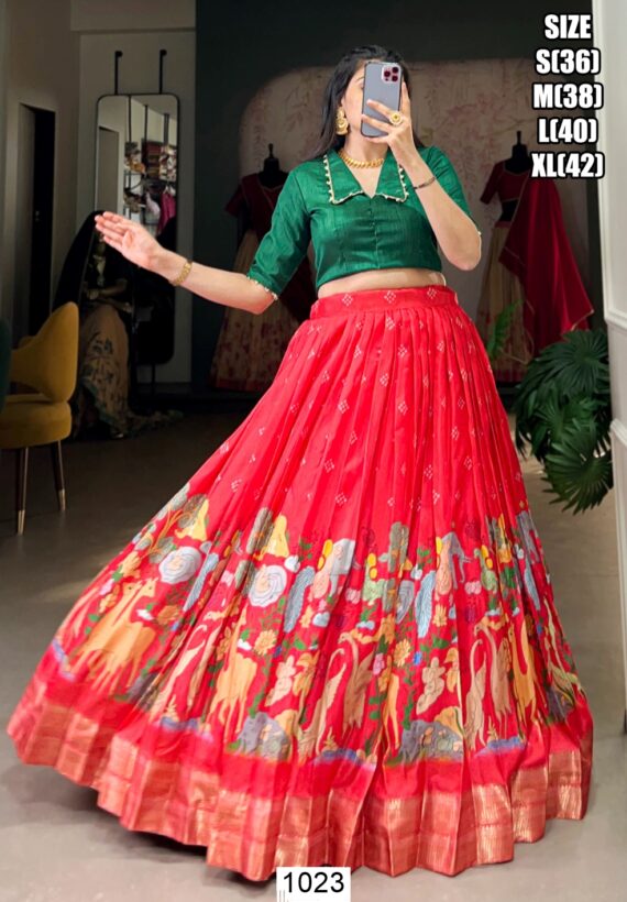 Elegant Kalamkari Printed Lehenga Choli Set A Fusion Of Art And Fashion
