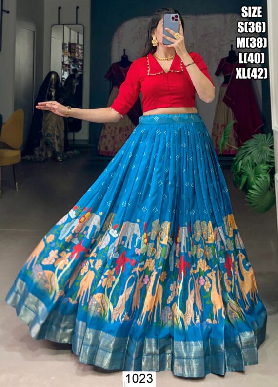 Elegant Kalamkari Printed Lehenga Choli Set A Fusion Of Art And Fashion