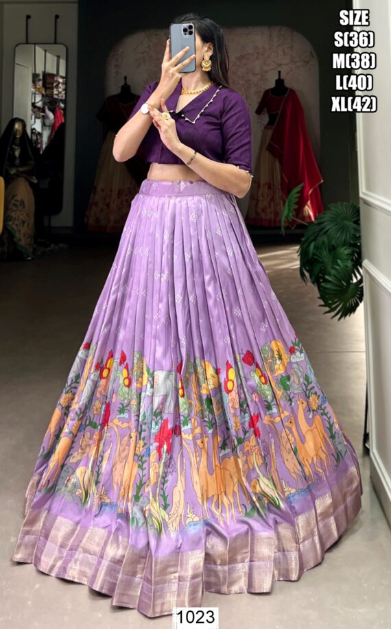 Elegant Kalamkari Printed Lehenga Choli Set A Fusion Of Art And Fashion