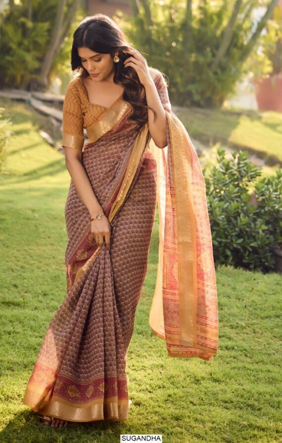 New Concept In Soft Cotton Sarees With Jari Checks And Unique Trendy Design
