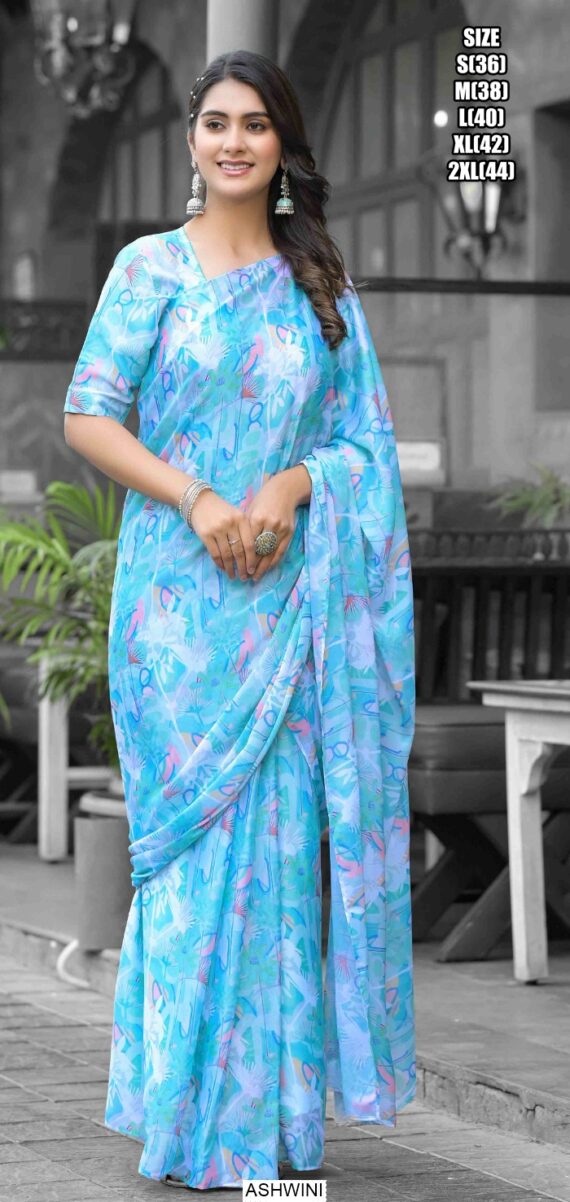 Exclusive Ready To Wear Imported Georgette Gown Style Sarees