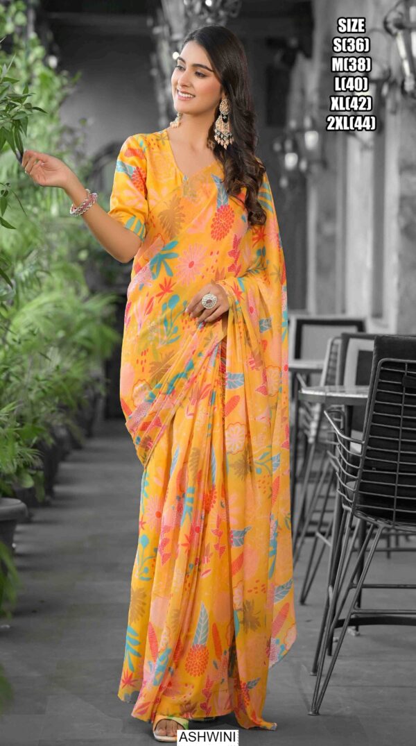 Exclusive Ready To Wear Imported Georgette Gown Style Sarees