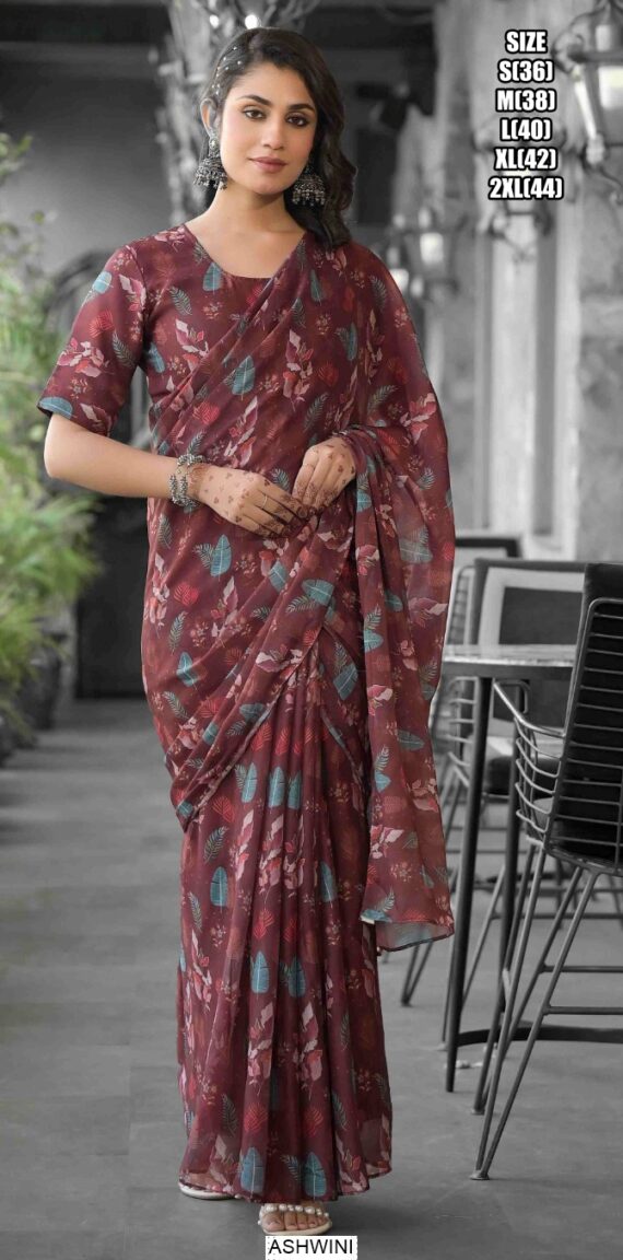 Exclusive Ready To Wear Imported Georgette Gown Style Sarees