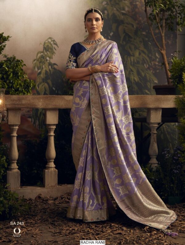 Ethnicrang - Offering Festive Wear Embroidered Pure Dola Silk Saree With Blouse