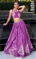 Floral Printed Tussar Silk Lehenga Choli With Koti – Fully Stitched With Heavy Tassels