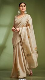 Presenting An Exclusive Hand Touched Worked Pure Tusser Sarees