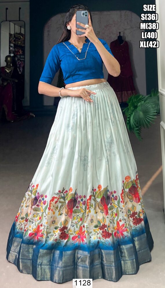 Elegance Cotton Silk Ready To Wear Crop Top Style Partywear Lehenga Choli