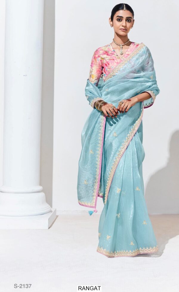 This Is Our Latest Partywear Sarees In Different Colour On Organza And Glass Tissue