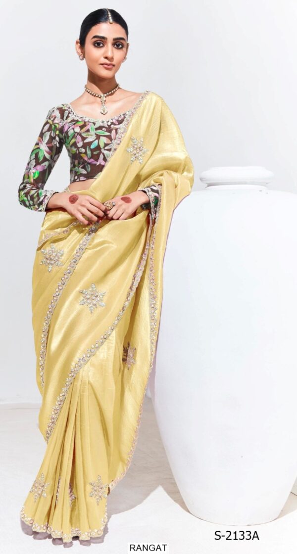 This Is Our Latest Partywear Sarees In Different Colour On Organza And Glass Tissue