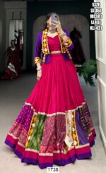 Dandiya Night Pink Rayon Gamthi Work Lehenga Choli With Koti