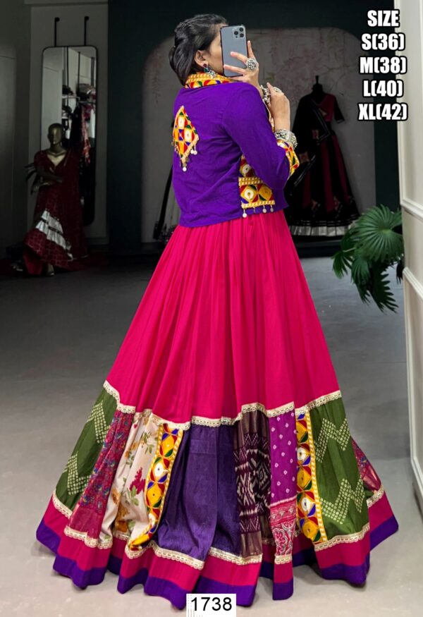 Dandiya Night Pink Rayon Gamthi Work Lehenga Choli With Koti