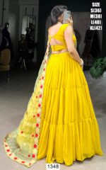 Georgette Yellow Plain Ready To Wear Lehenga Choli With Embroidered Dupatta