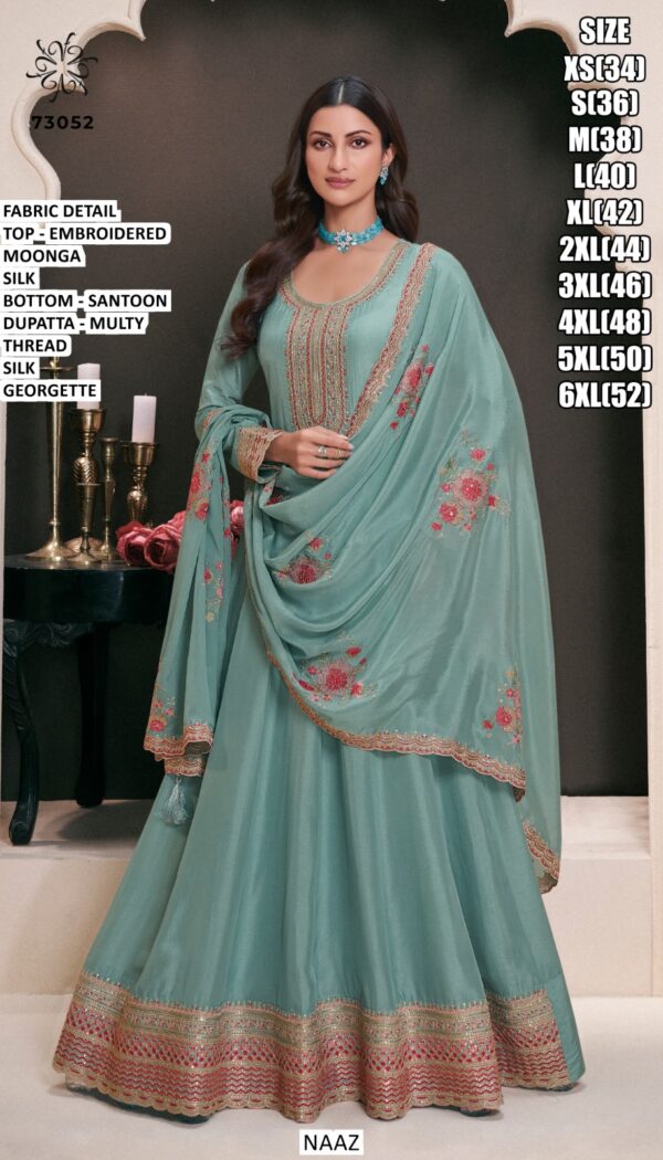 Moonga Silk With Fancy Embroidery Work Wedding Wear Gown Collection