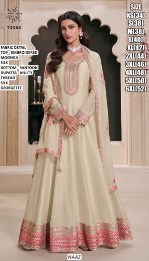 Moonga Silk With Fancy Embroidery Work Wedding Wear Gown Collection