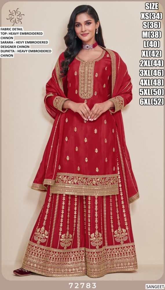 Compelling Chinon Festive Wear Salwar Kameez In Four Colours!