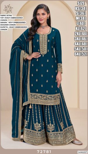 Compelling Chinon Festive Wear Salwar Kameez In Four Colours!