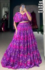 Enhance Your Look Adorning This Chiffon Lehenga Choli Crafted With Floral Printed Work All Over