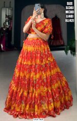 Enhance Your Look Adorning This Chiffon Lehenga Choli Crafted With Floral Printed Work All Over