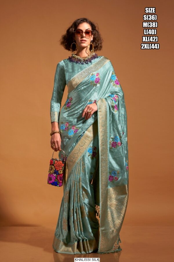 Beautiful Multi Coloured Flower Designer Handloom Weaving Silk Saree Collection