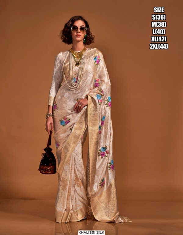 Beautiful Multi Coloured Flower Designer Handloom Weaving Silk Saree Collection