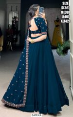 Dark Firozi Blue Georgette Plain Lehenga With Designer Blouse And Dupatta
