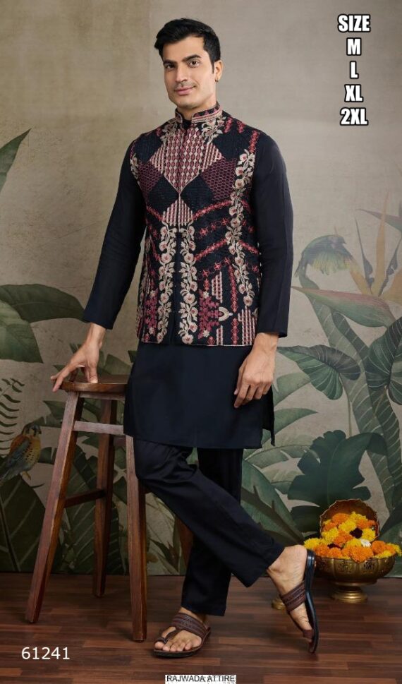 Exclusive Festival Men's Wear Viscose Silk Kurta And Koti Collection