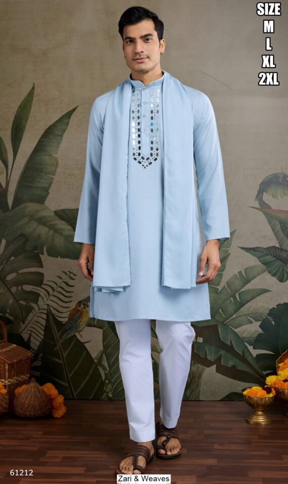 Presenting Beautiful Mirror Worked Only Kurta Dupatta Sets For Men