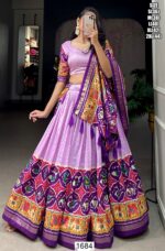 Women's Tussar Silk Patola Print And Foil Worked Lehenga Choli
